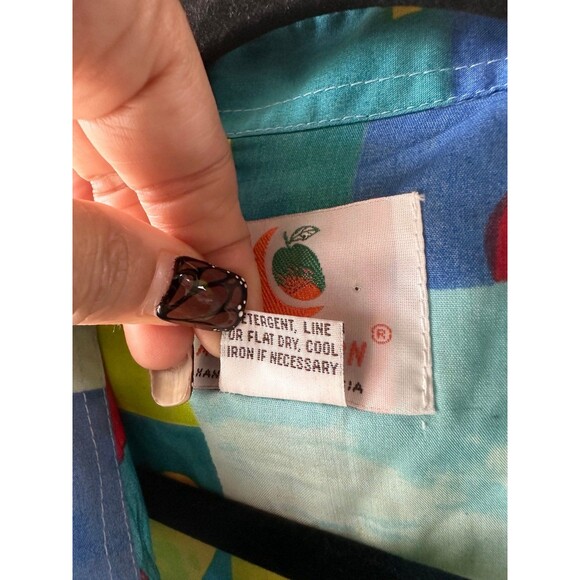 Mango Moon Men's Vintage Hawaiian Geometric Graphic Artsy Floral Shirt M - Picture 5 of 5